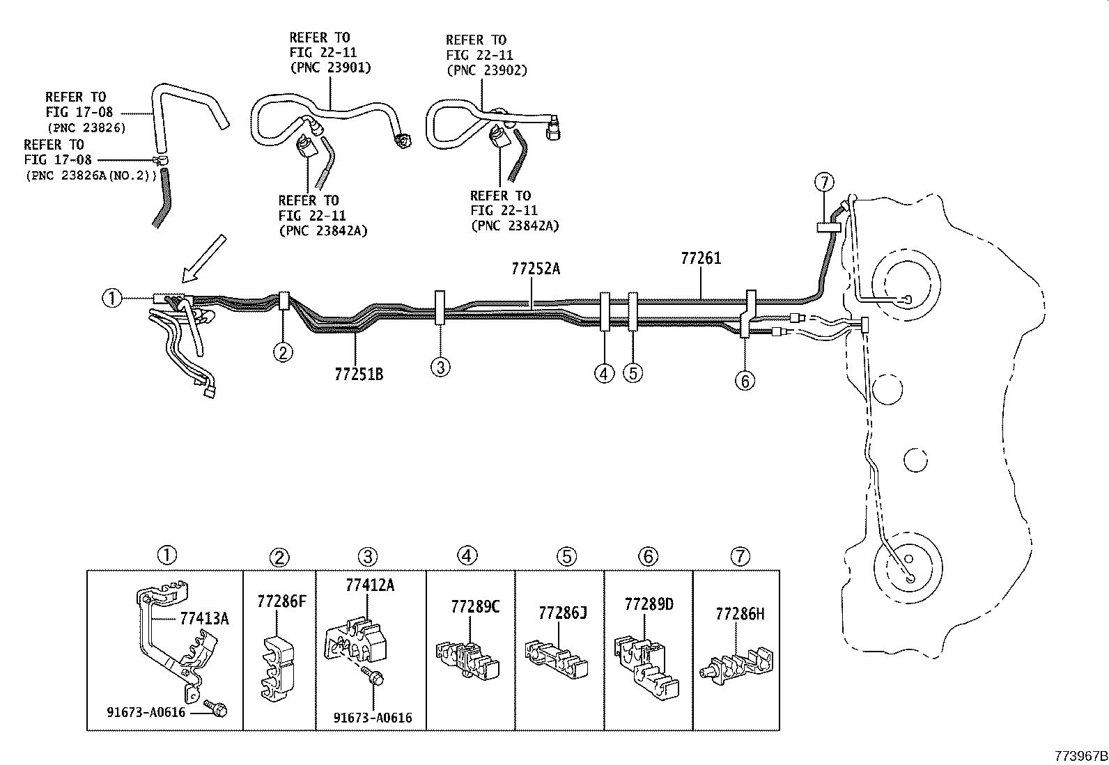 77285-50090 CLAMP, FUEL TUBE, NO.1 product image