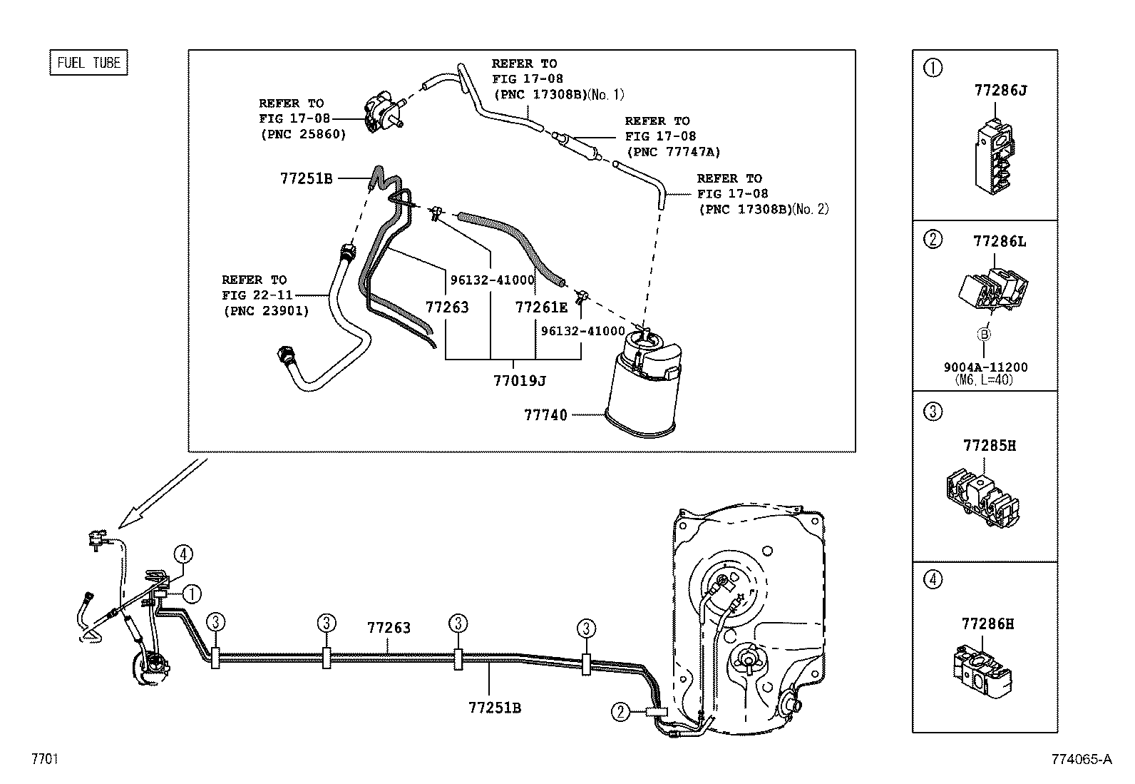 77028-BZ010 TUBE SUB-ASSY, FUEL EMISSION, REAR product image