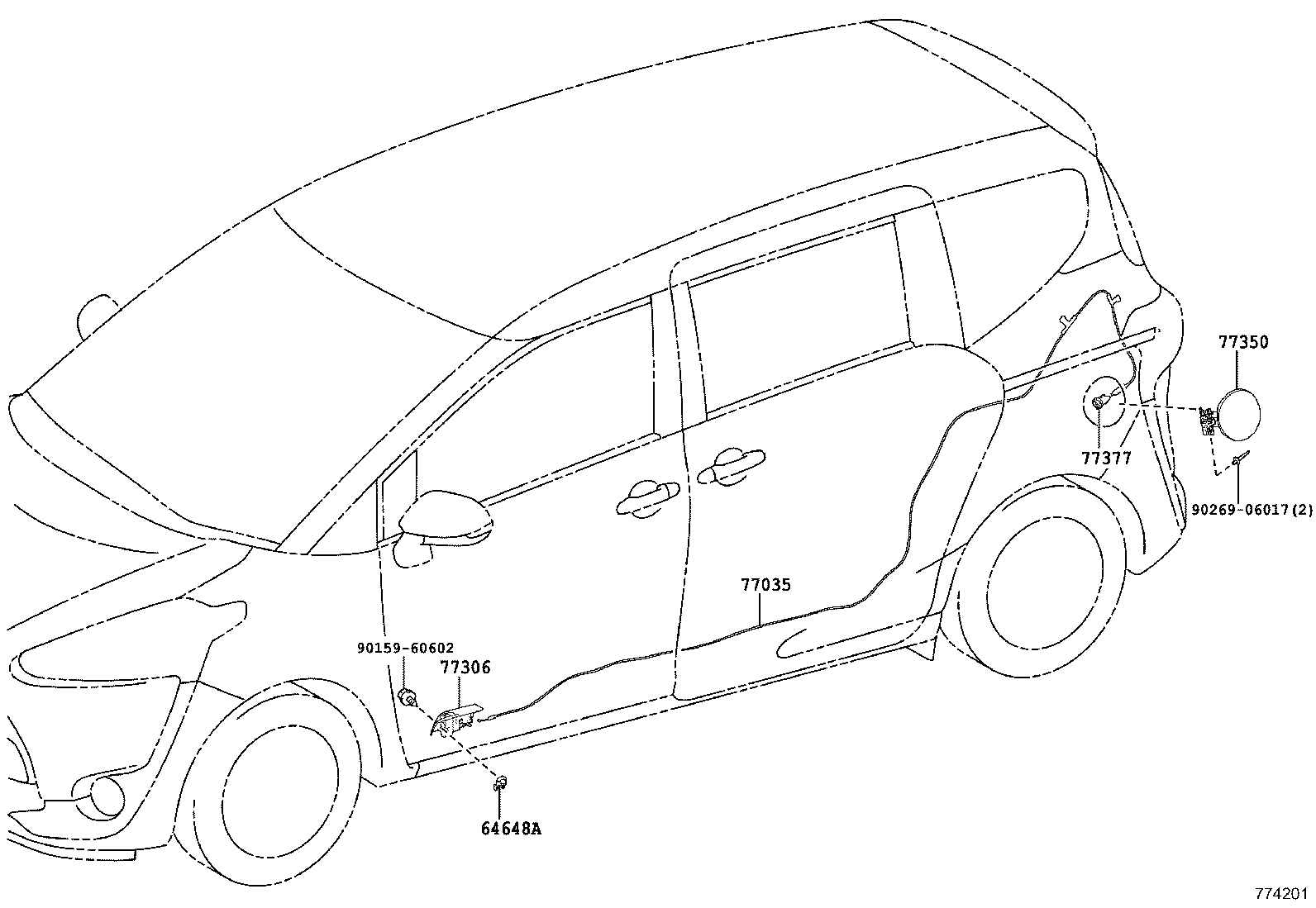 77168-02020 PLATE, FUEL TANK VENT TUBE SET product image