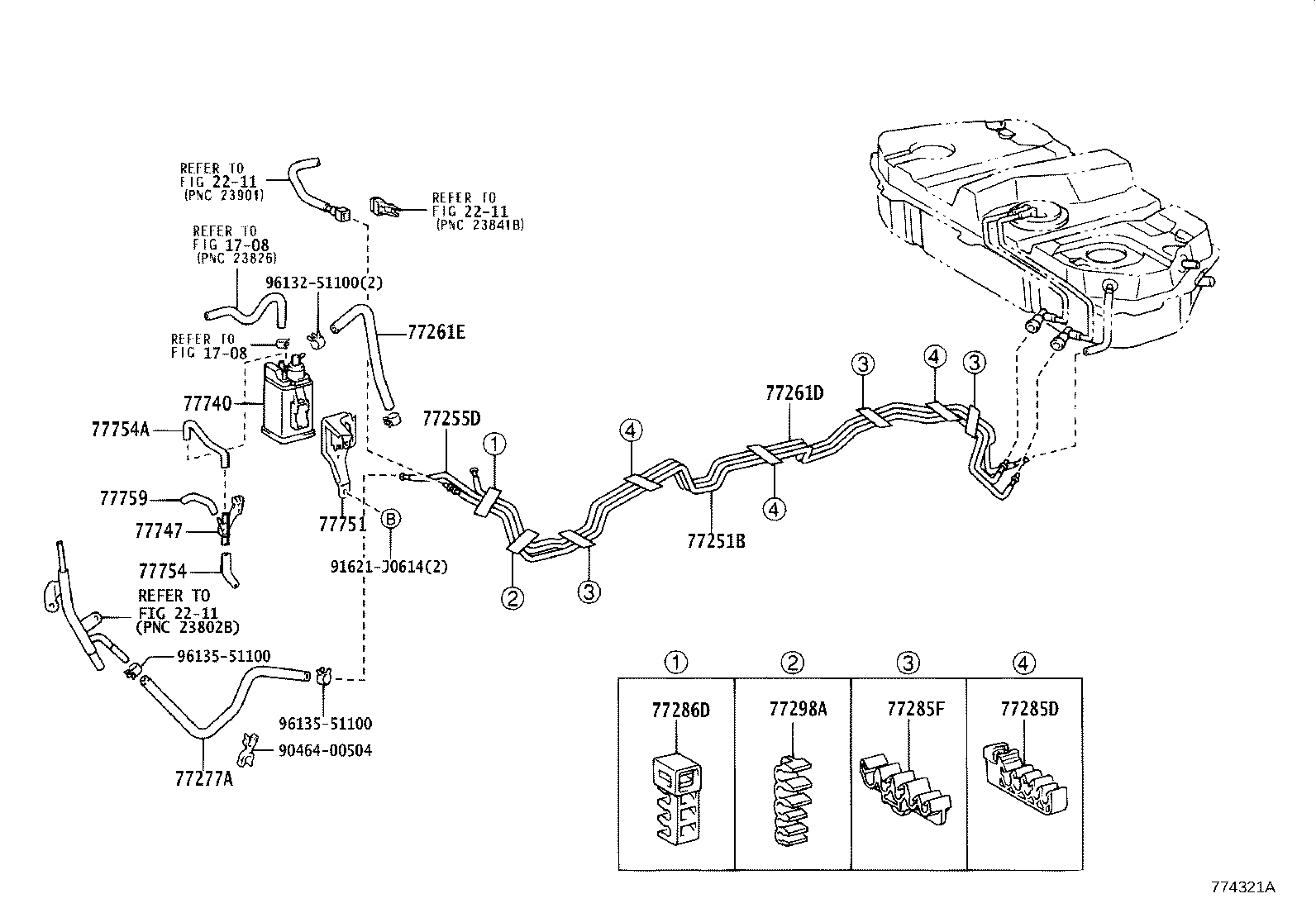 77013-28070 TUBE SUB-ASSY, FUEL TANK BREATHER, NO.2 product image