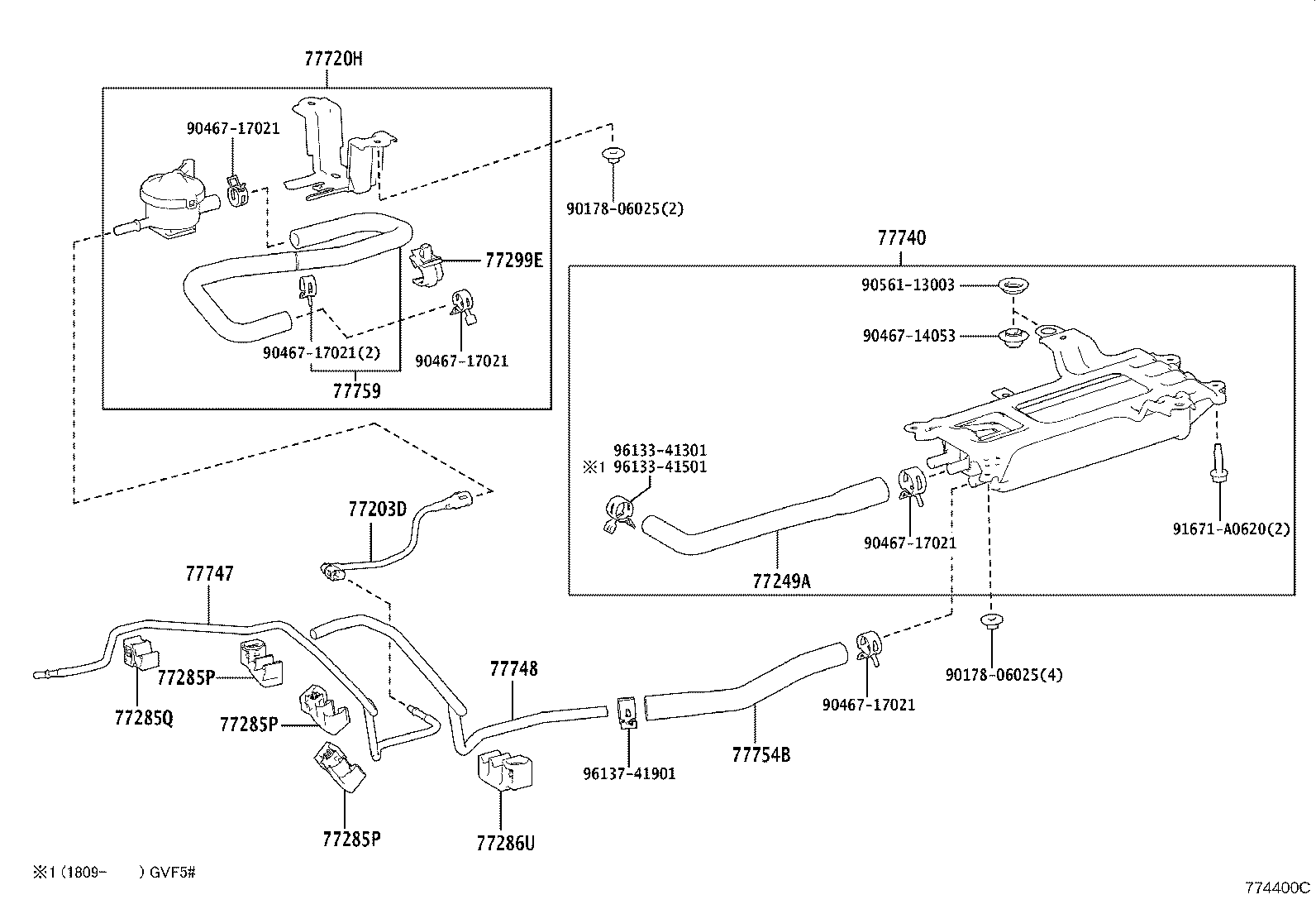 77012-11040 TUBE SUB-ASSY, FUEL TANK BREATHER, NO.1 product image