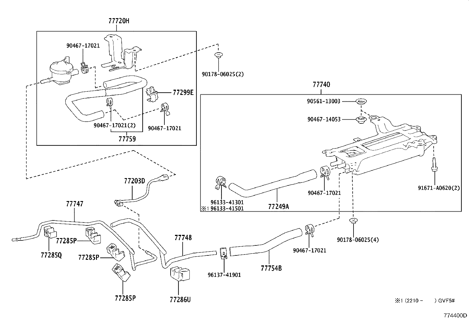 77261-50280 TUBE SUB-ASSY, FUEL EMISSION product image