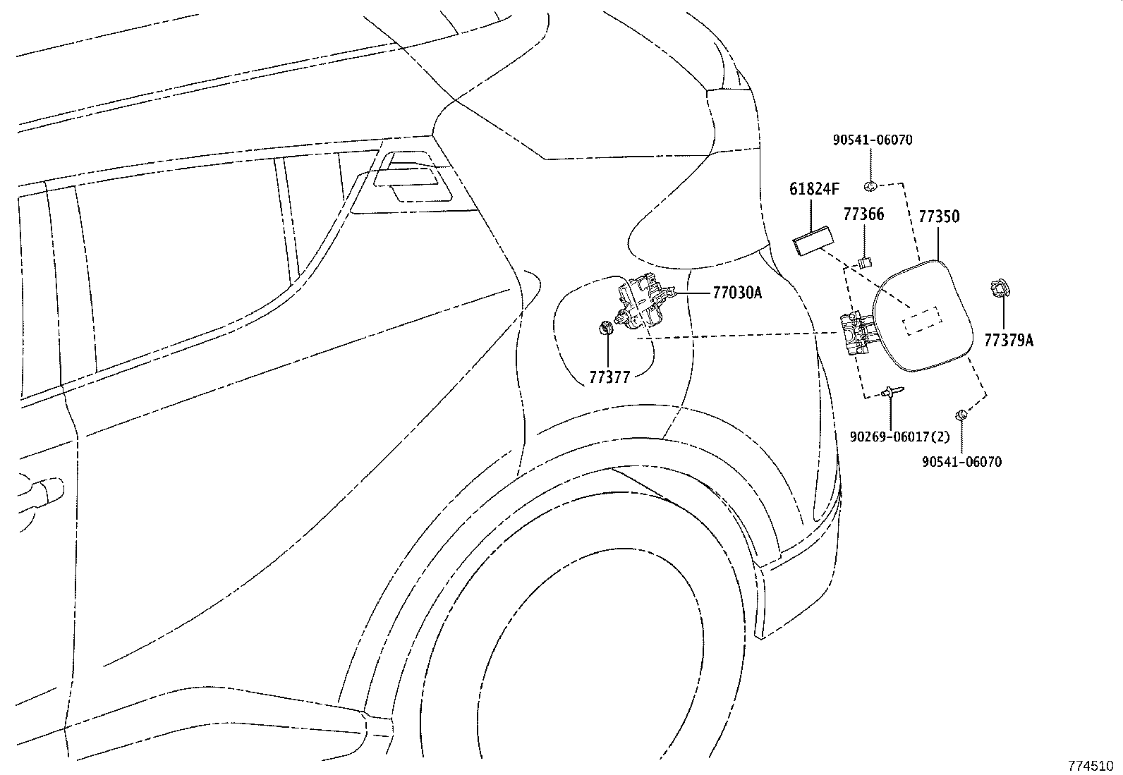77216-F4040 SUPPORT, FUEL TANK FILLER PIPE, NO.1 product image