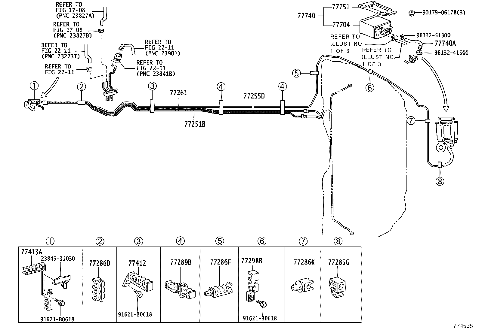 77035-22280 CABLE SUB-ASSY, FUEL LID LOCK CONTROL product image