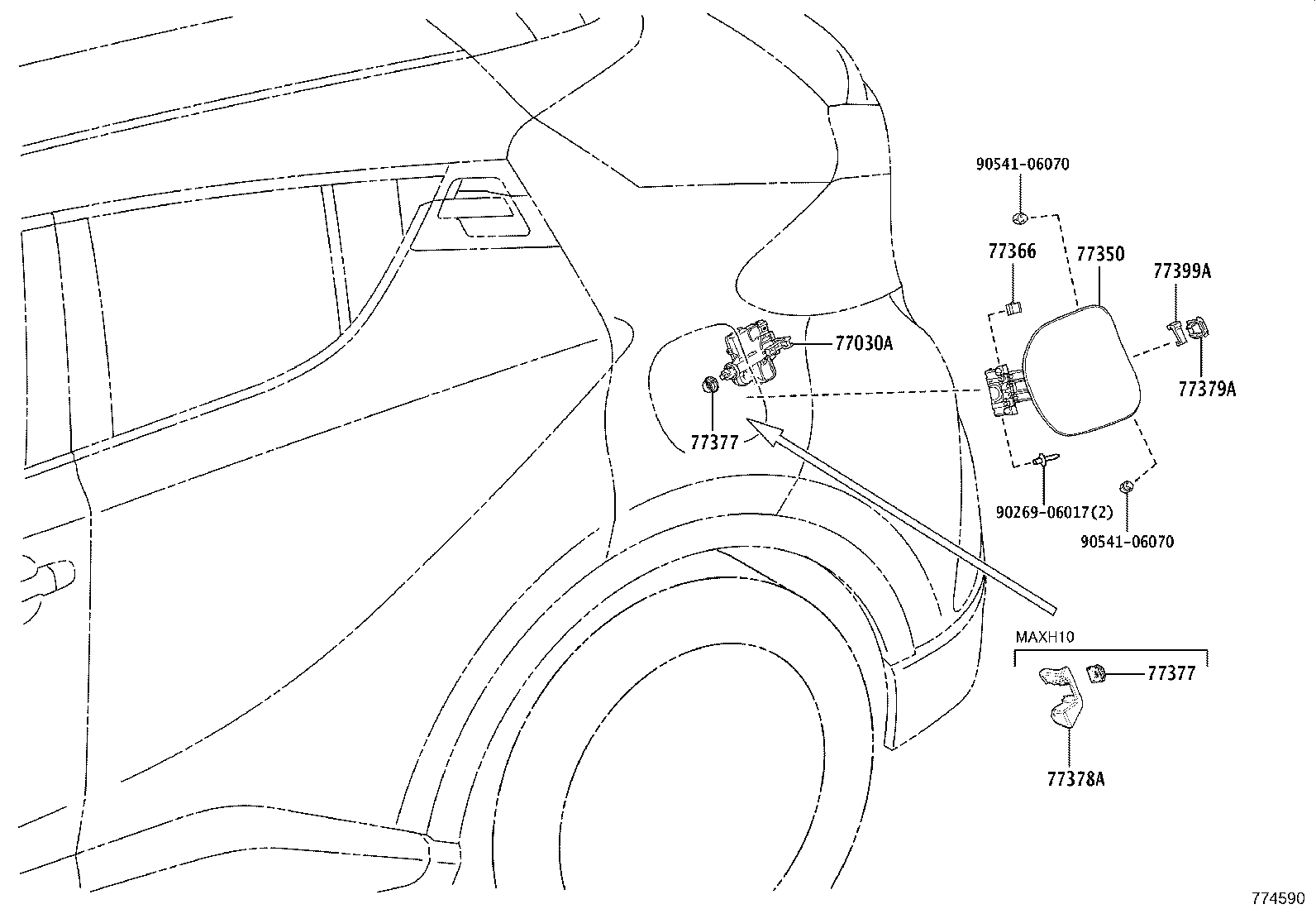 77030-F4050 LOCK ASSY, FUEL LID W/MOTOR product image