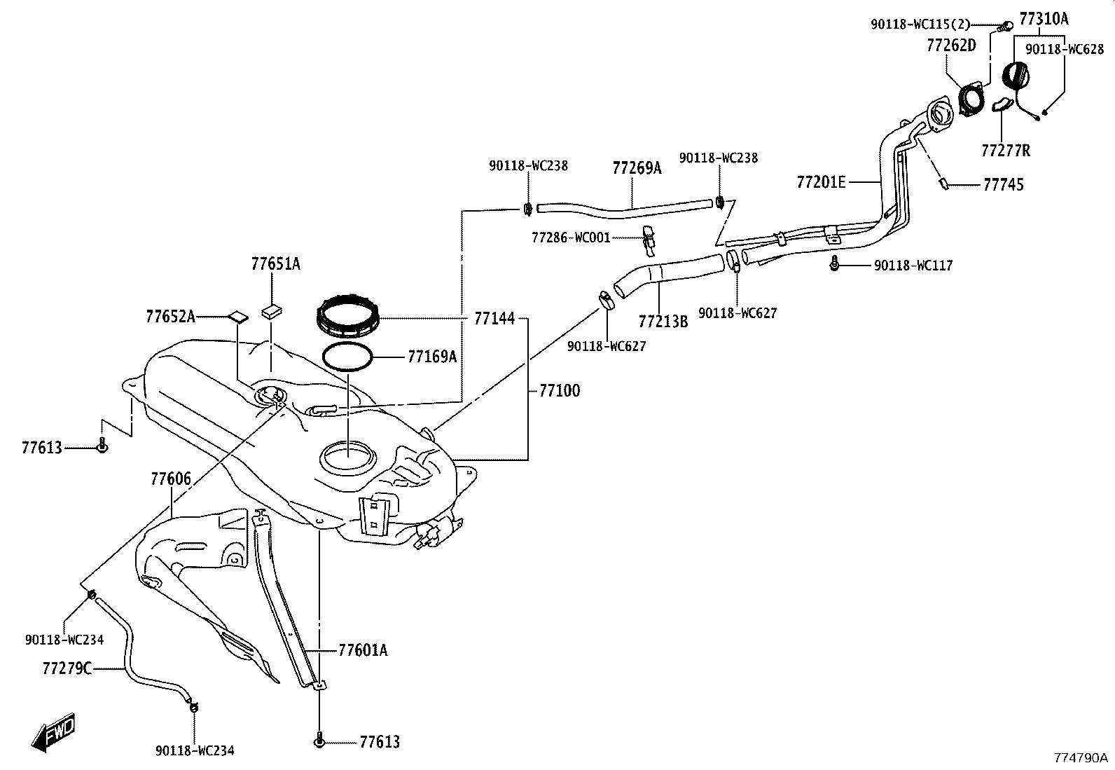 77377-WC001 CONTROL OPENER ASSY, FUEL LID LOCK product image