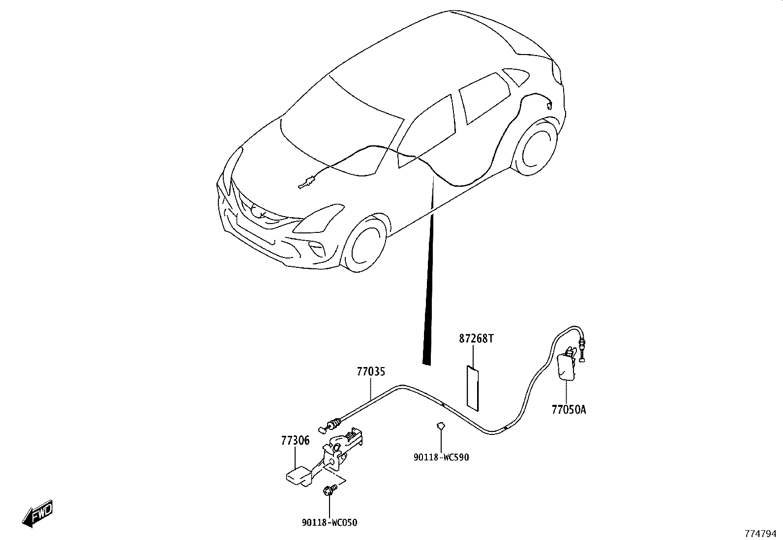 77377-WC001 CONTROL OPENER ASSY, FUEL LID LOCK product image