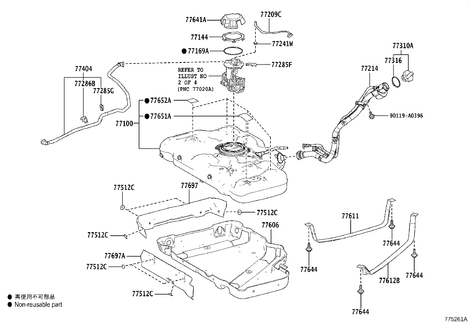 Toyota 77001-08130 TANK ASSY, FUEL