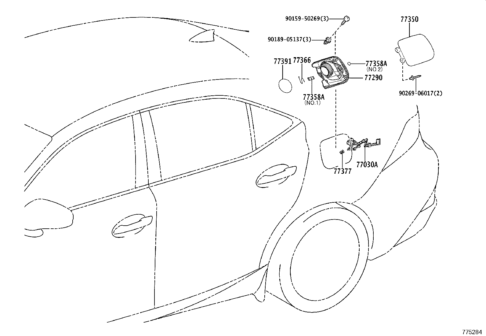77358-53010 STOPPER, FUEL FILLER OPENING LID product image