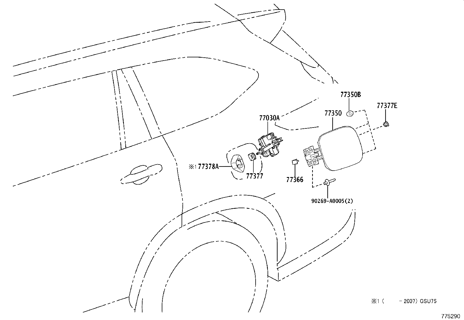 77018-0E060 TUBE SUB-ASSY, FUEL TANK EVAPORATION VENT product image