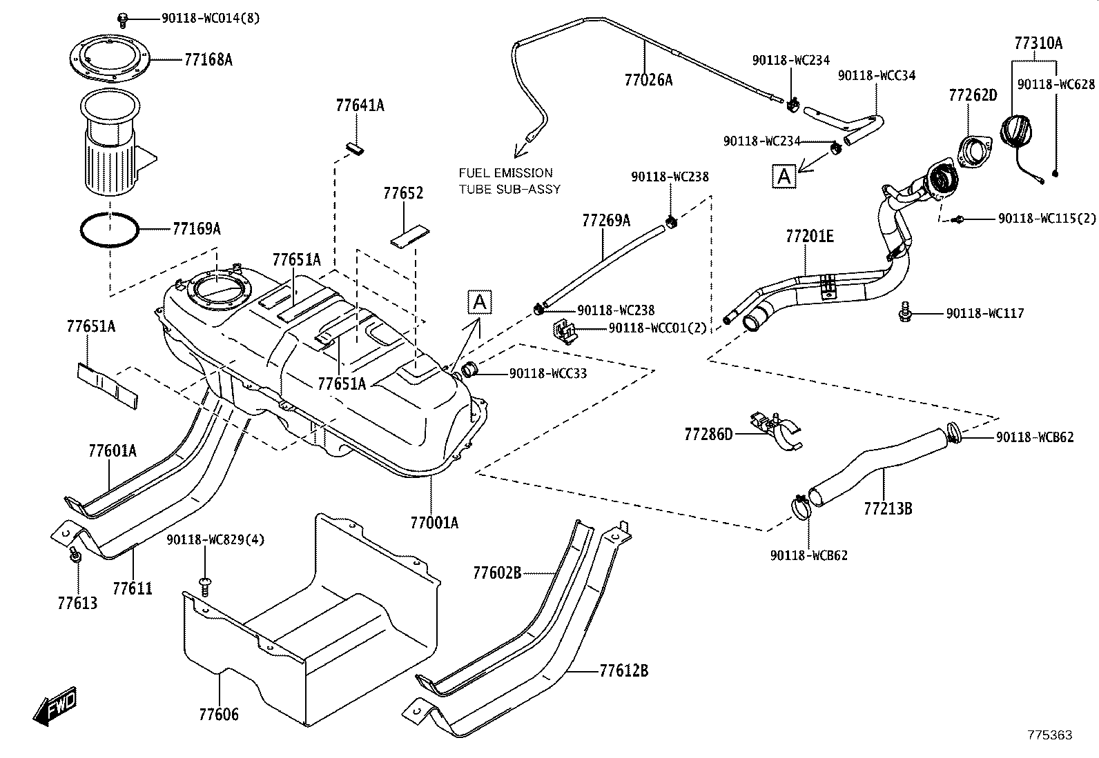 77201-WC004 PIPE SUB-ASSY, FUEL TANK FILLER product image