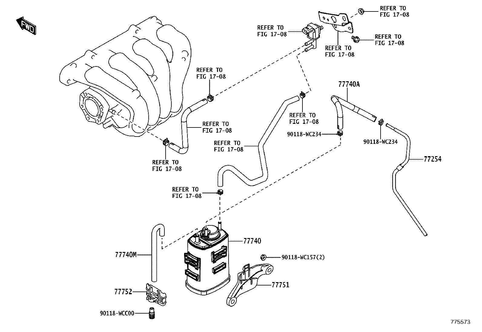 77226-WC003 HOSE, CHARCOAL CANISTER product image