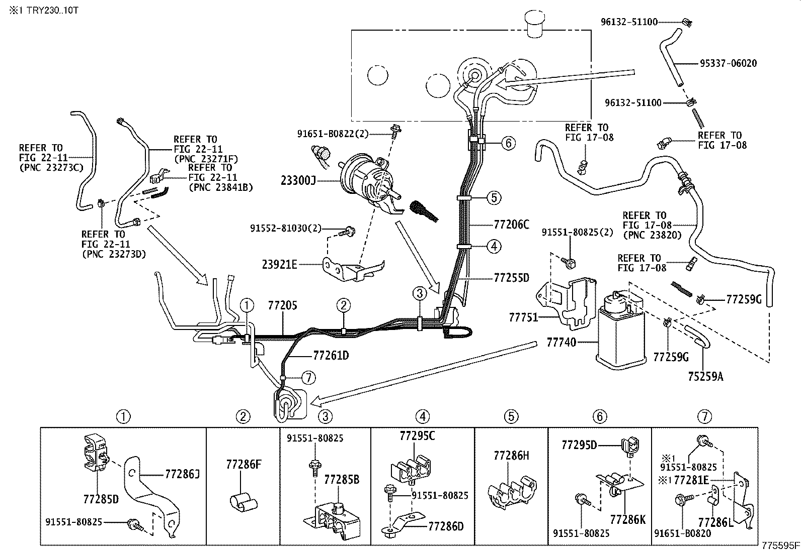 77286-25160 CLAMP, FUEL TUBE, NO.5 product image
