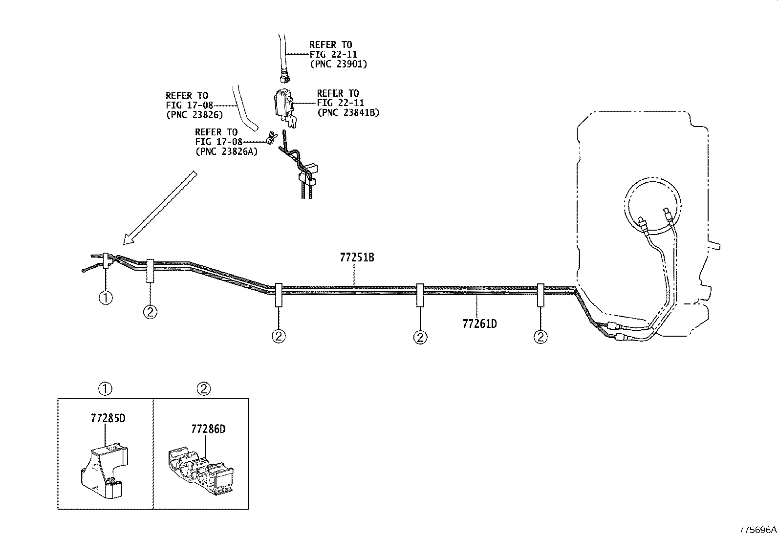 77144-02110 RETAINER, FUEL PUMP GAUGE product image
