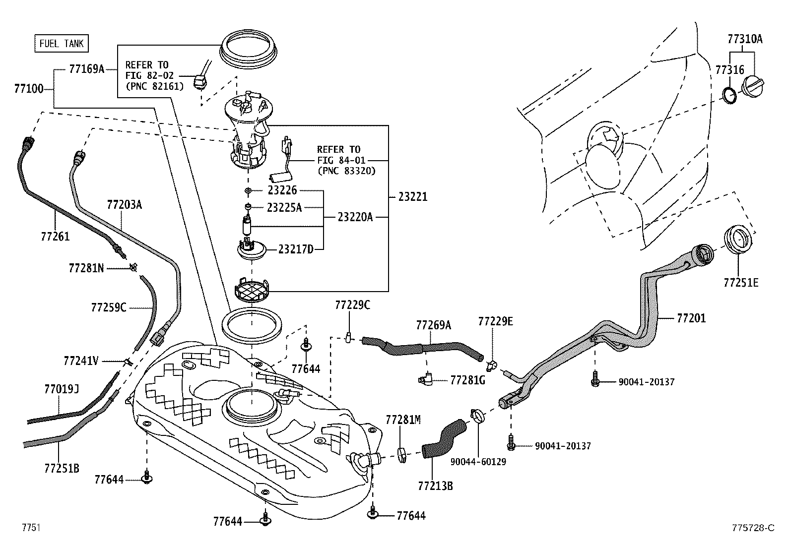 77035-BZ341 CABLE SUB-ASSY, FUEL LID LOCK CONTROL product image