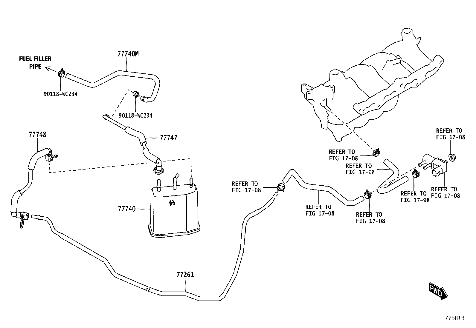 77201-WC008 PIPE SUB-ASSY, FUEL TANK FILLER product image