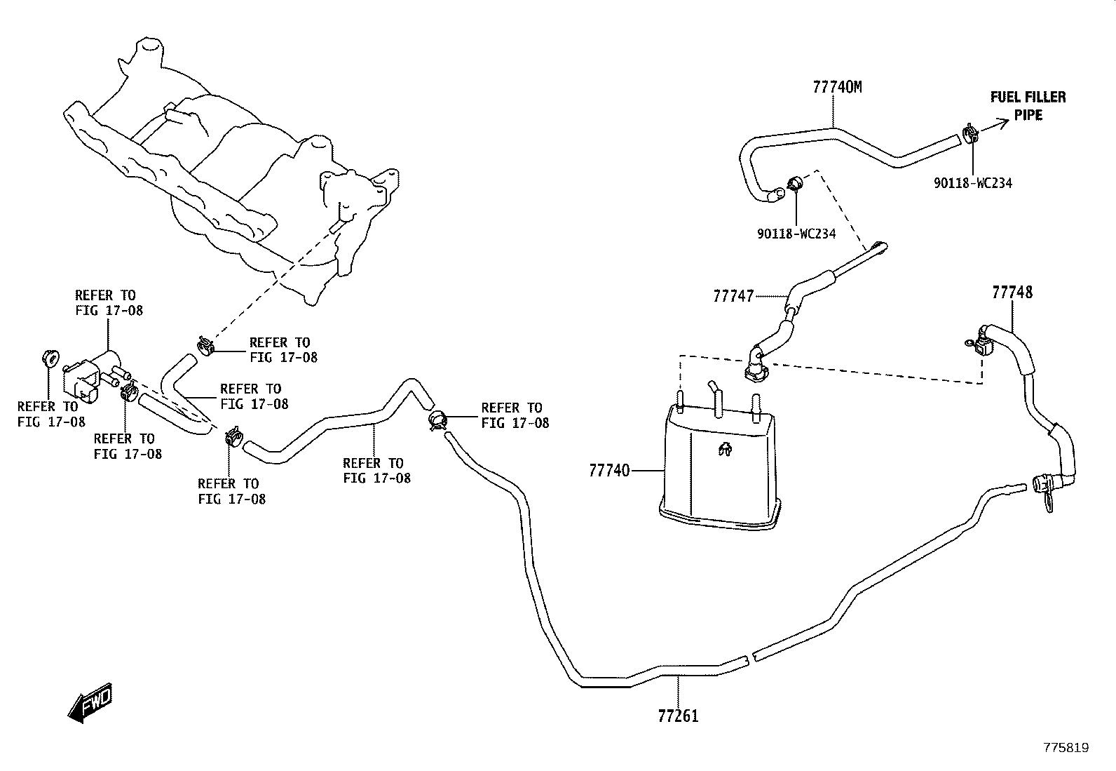 77201-WC008 PIPE SUB-ASSY, FUEL TANK FILLER product image
