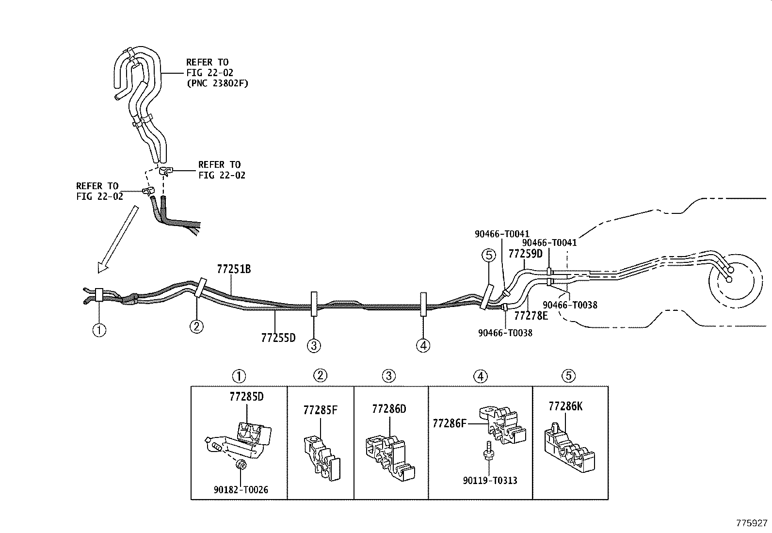 77285-0K430 CLAMP, FUEL TUBE, NO.1 product image