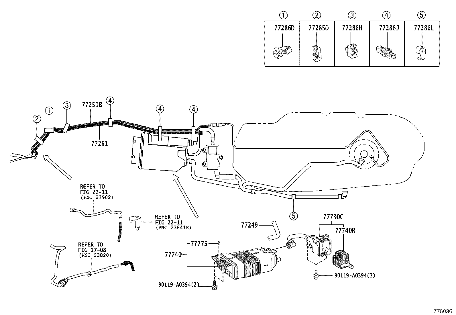 77018-0E080 TUBE SUB-ASSY, FUEL TANK EVAPORATION VENT product image