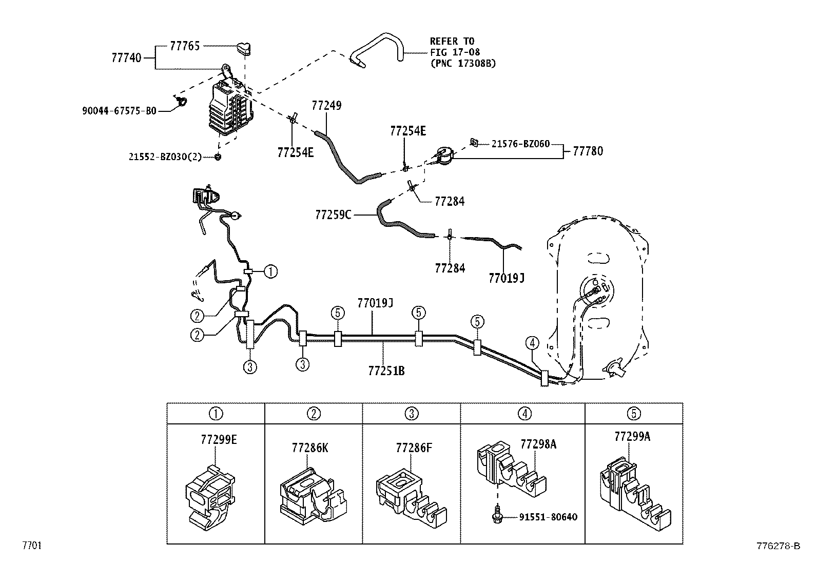77028-BZ040 TUBE SUB-ASSY, FUEL EMISSION, REAR product image