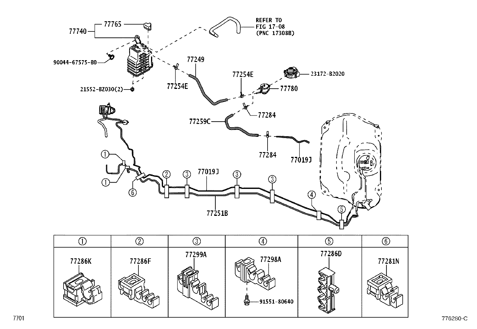 77028-BZ040 TUBE SUB-ASSY, FUEL EMISSION, REAR product image