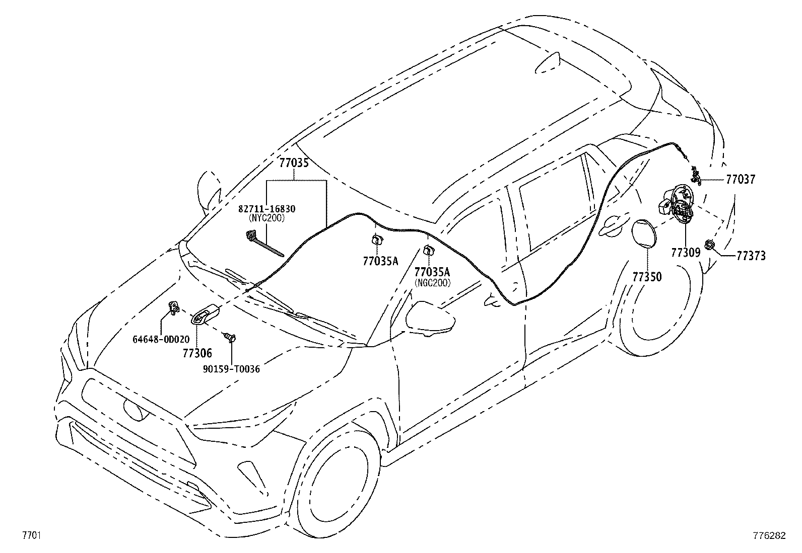 77028-BZ040 TUBE SUB-ASSY, FUEL EMISSION, REAR product image