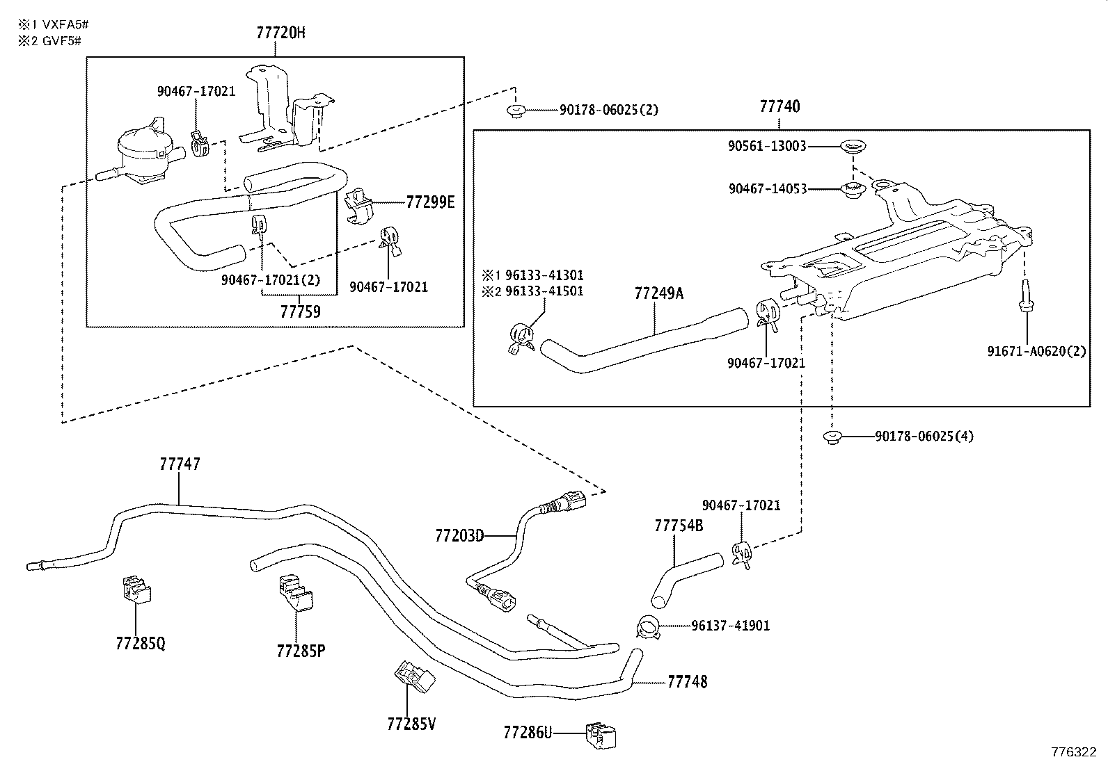 77261-50280 TUBE SUB-ASSY, FUEL EMISSION product image