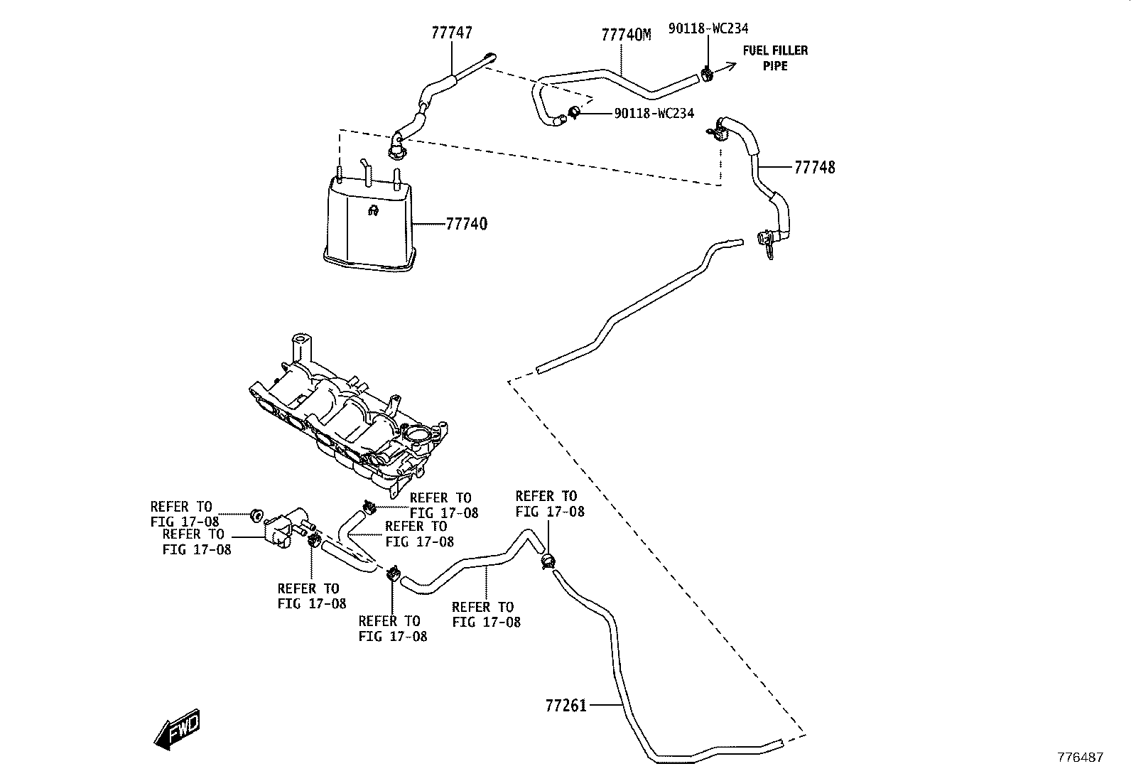 77201-WC014 PIPE SUB-ASSY, FUEL TANK FILLER product image