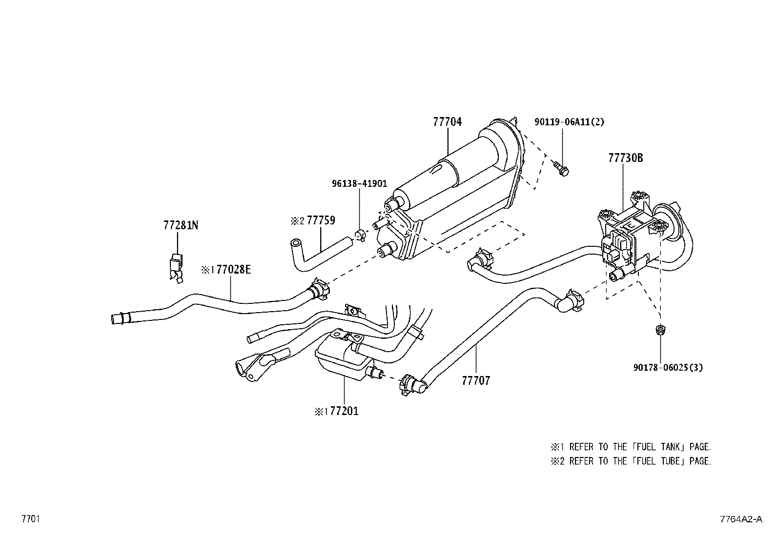 77028-BZ290 TUBE SUB-ASSY, FUEL EMISSION, REAR product image