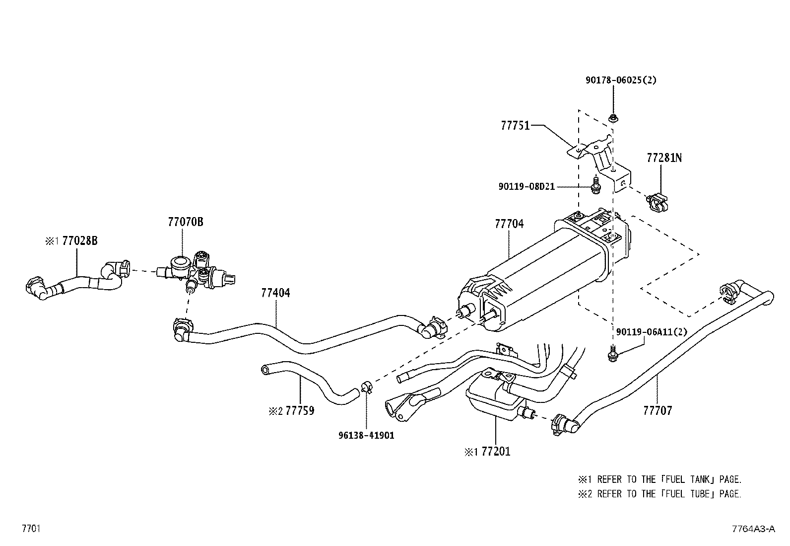 77028-BZ290 TUBE SUB-ASSY, FUEL EMISSION, REAR product image