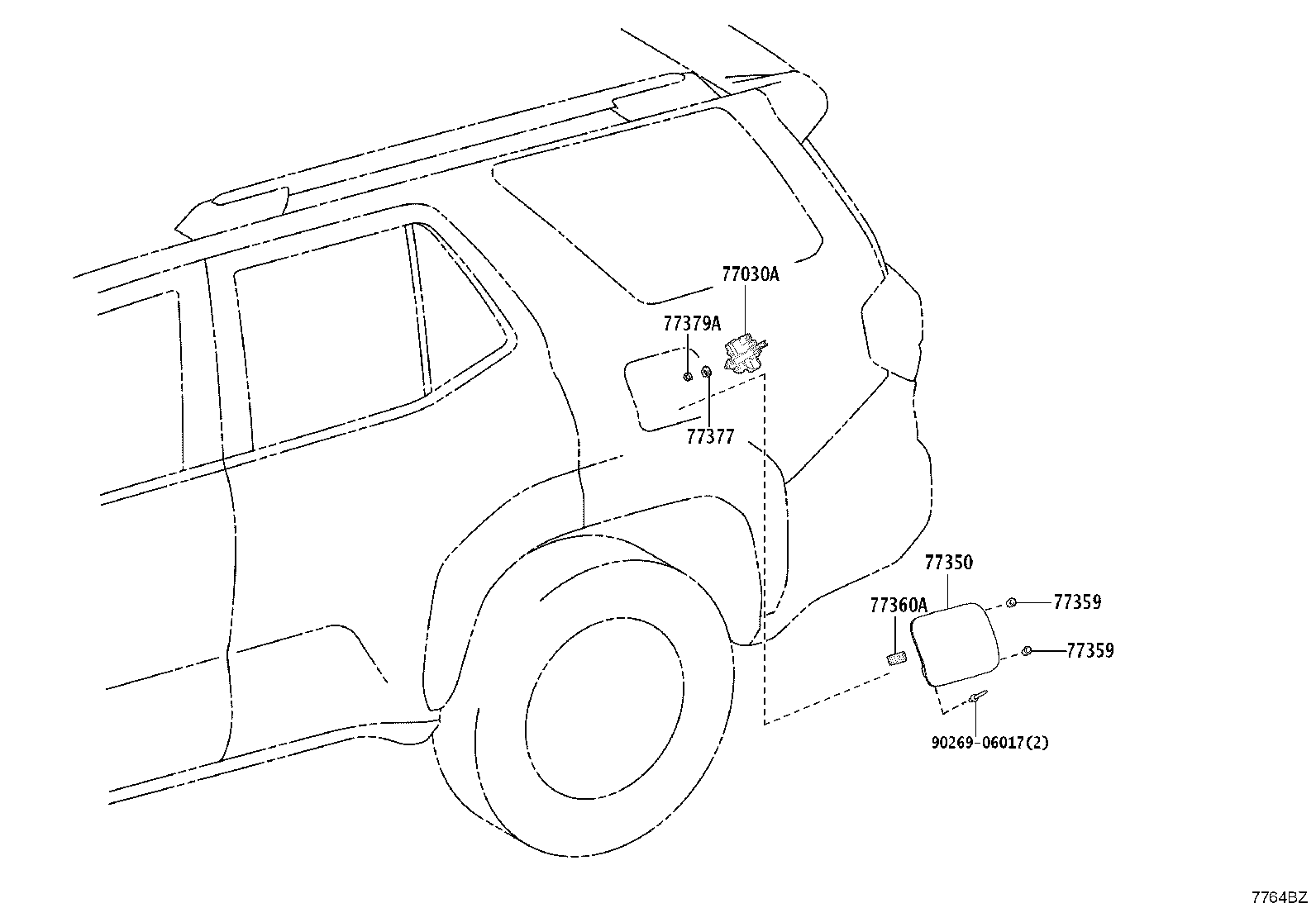 77404-60130 HOSE SUB-ASSY, FUEL TANK VENT product image