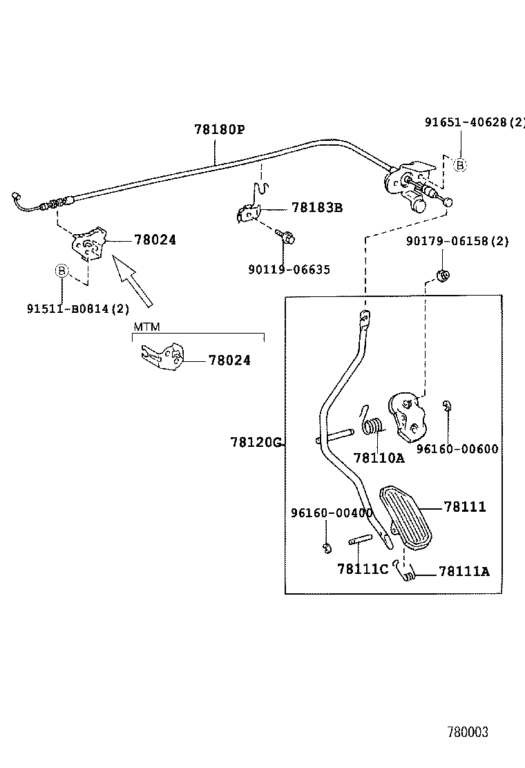 90959-03098 SPRING (FOR ACCELERATOR PEDAL ROD) product image