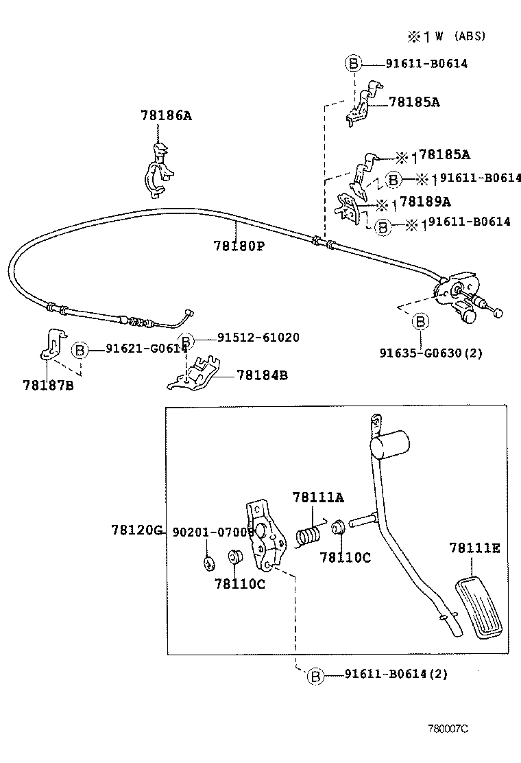 78183-60100 CLAMP, ACCELERATOR CONTROL CABLE product image