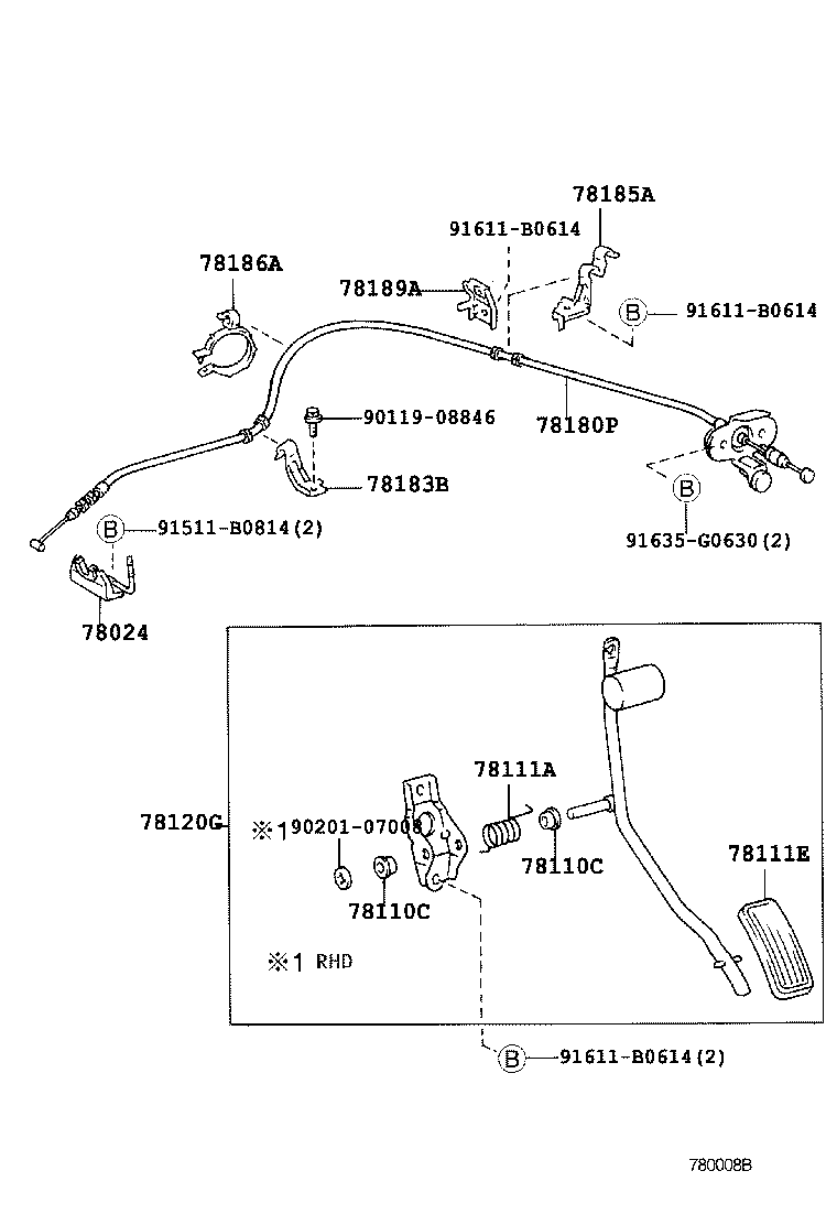 78183-60100 CLAMP, ACCELERATOR CONTROL CABLE product image