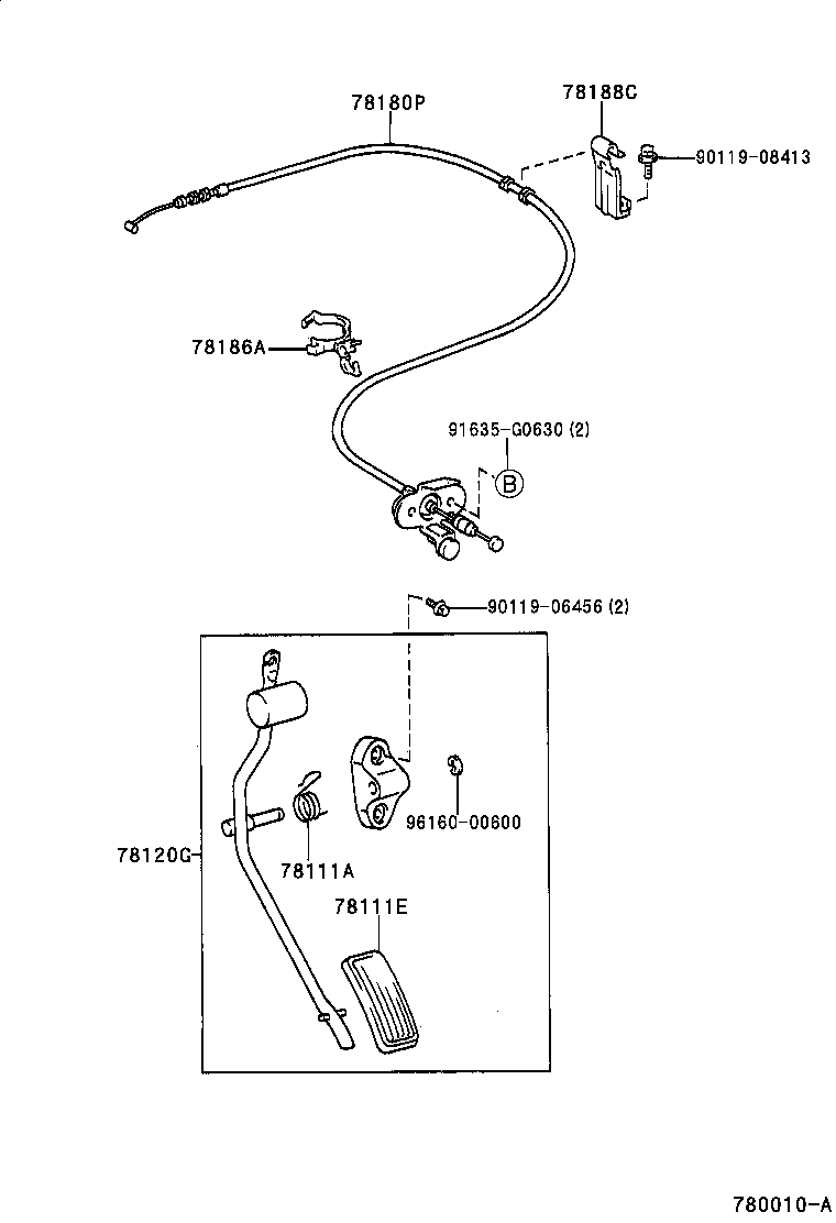 78183-60100 CLAMP, ACCELERATOR CONTROL CABLE product image