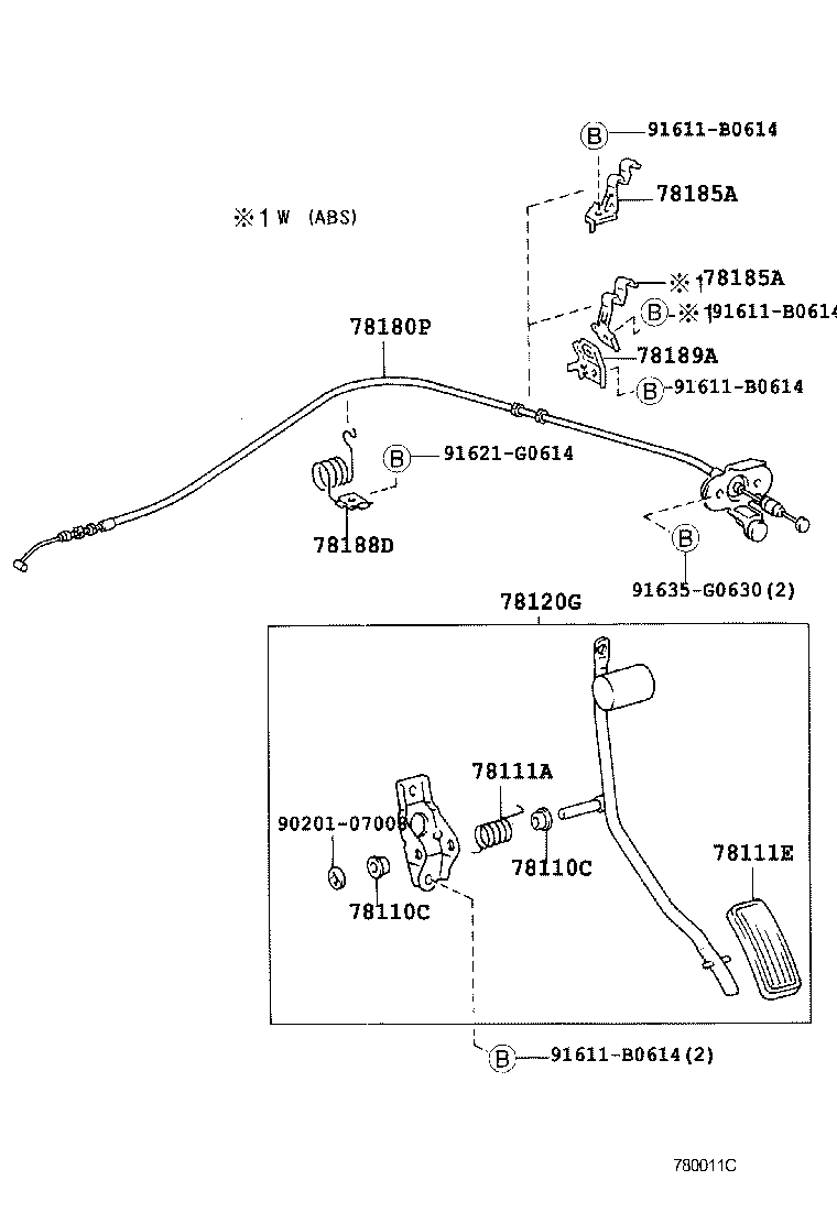 78183-60100 CLAMP, ACCELERATOR CONTROL CABLE product image
