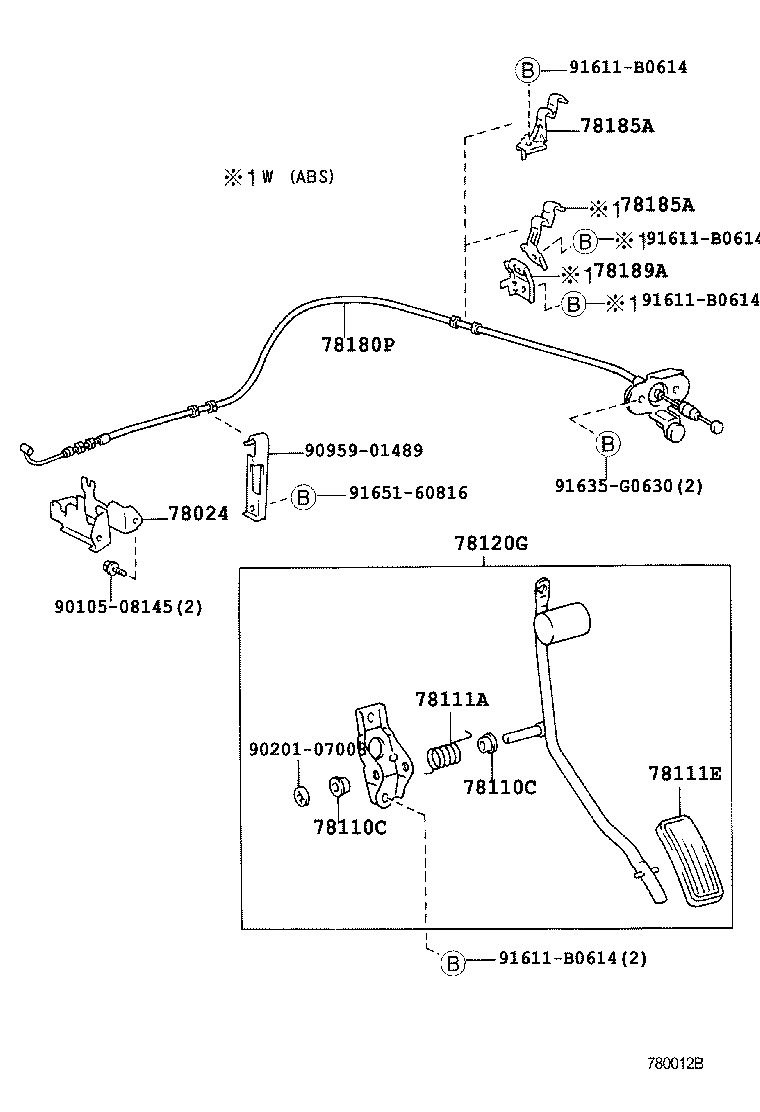 78185-60080 CLAMP, ACCELERATOR CONTROL CABLE, NO.2 product image