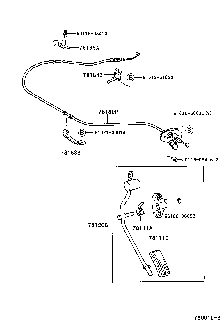 78185-60080 CLAMP, ACCELERATOR CONTROL CABLE, NO.2 product image
