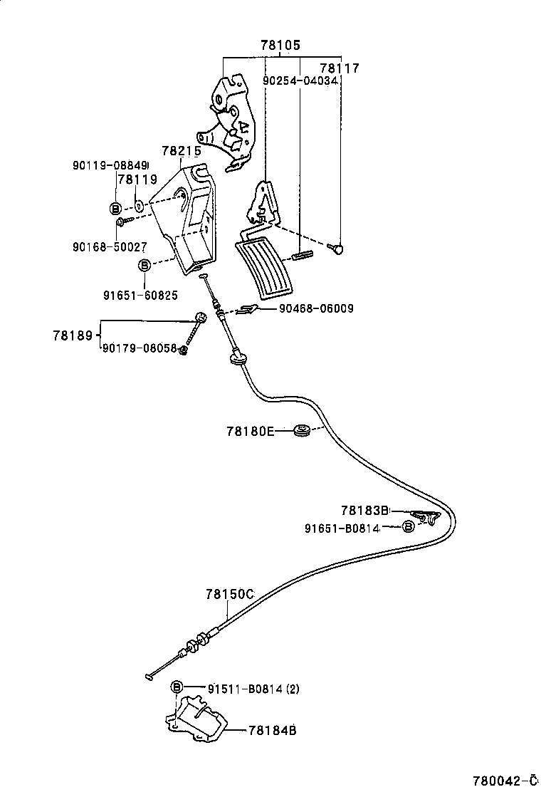 78024-26010 BRACKET, ACCELERATOR CONTROL CABLE product image