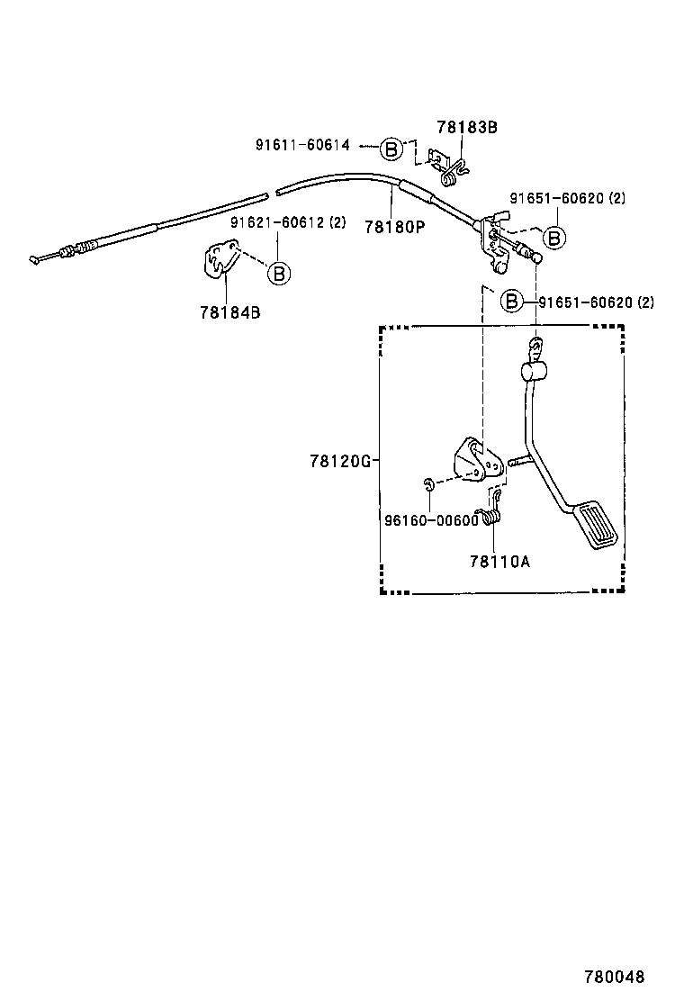 78180-16540 CABLE ASSY, ACCELERATOR CONTROL product image