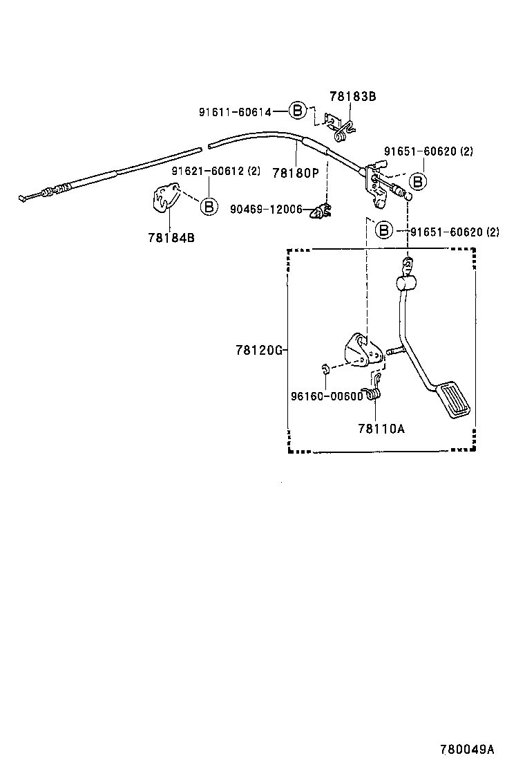 78180-16410 CABLE ASSY, ACCELERATOR CONTROL product image