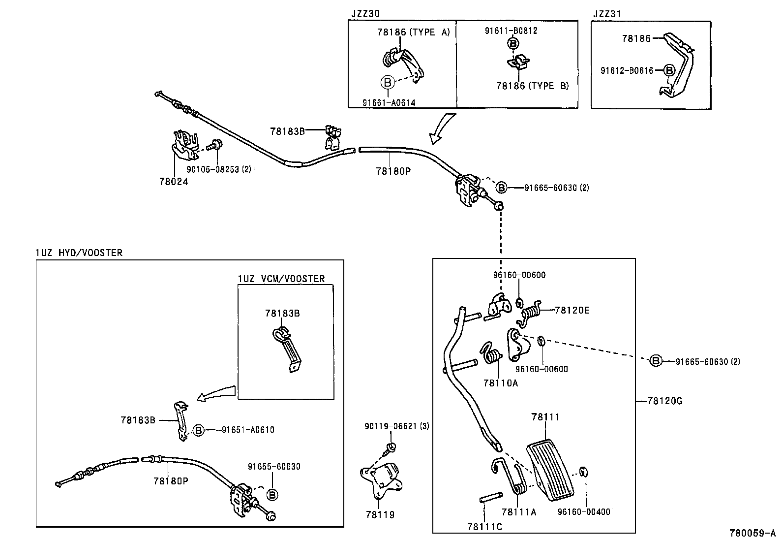 78183-24010 CLAMP, ACCELERATOR CONTROL CABLE product image