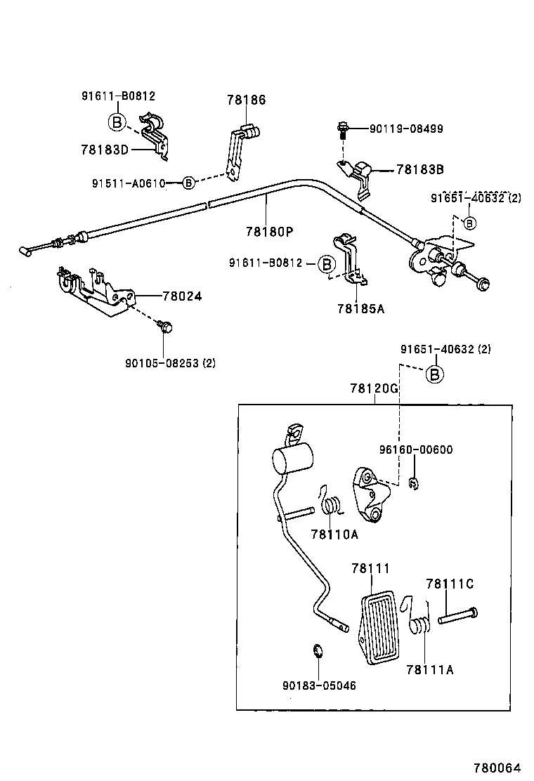 78183-22100 CLAMP, ACCELERATOR CONTROL CABLE product image