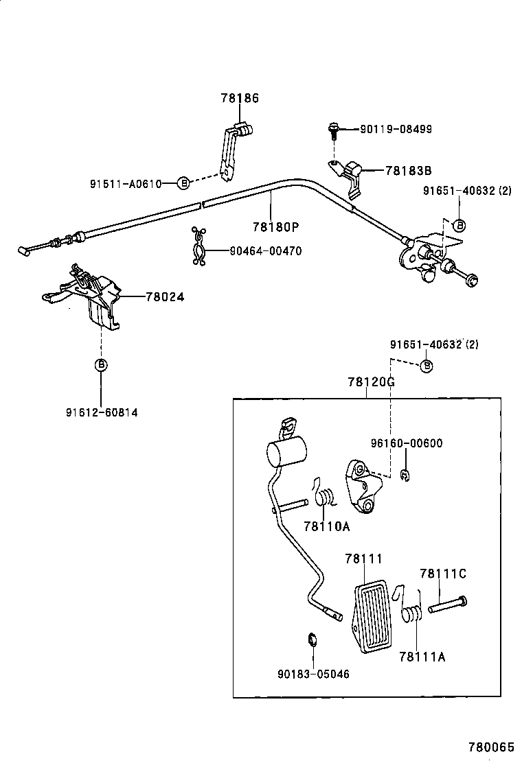 78183-22100 CLAMP, ACCELERATOR CONTROL CABLE product image