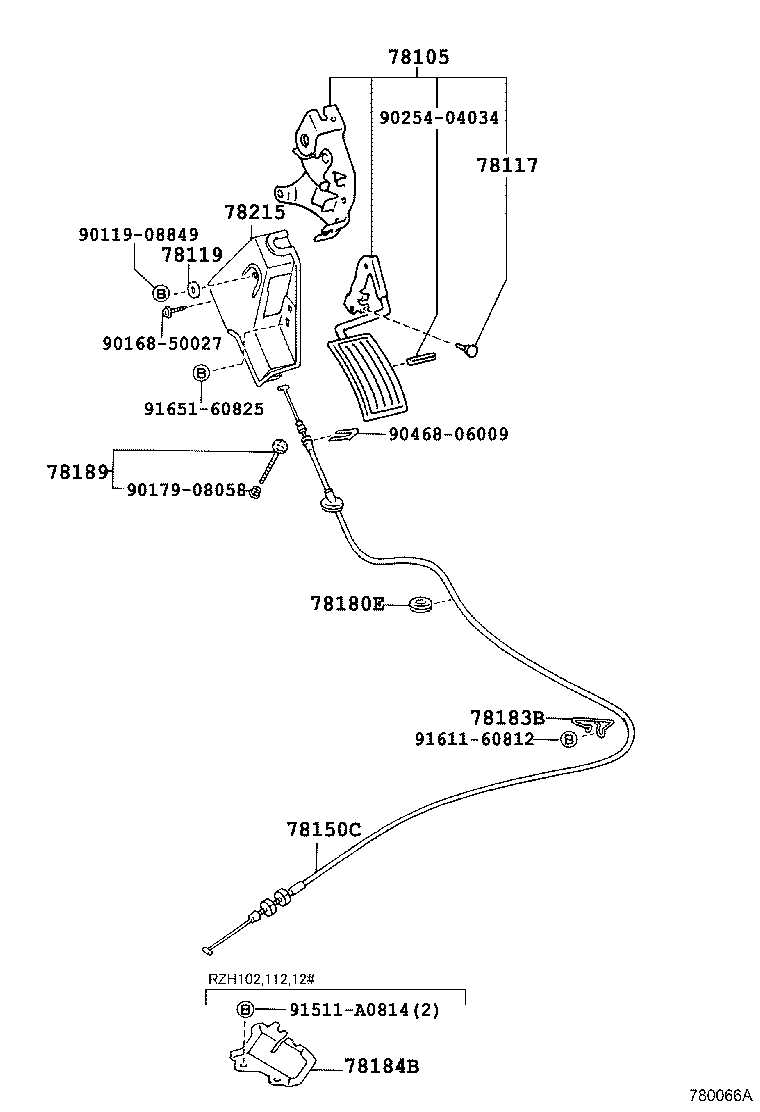78150-26010 WIRE ASSY, ACCELERATOR FLEXIBLE product image
