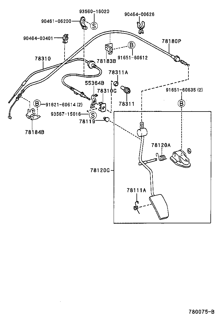78183-28250 CLAMP, ACCELERATOR CONTROL CABLE product image