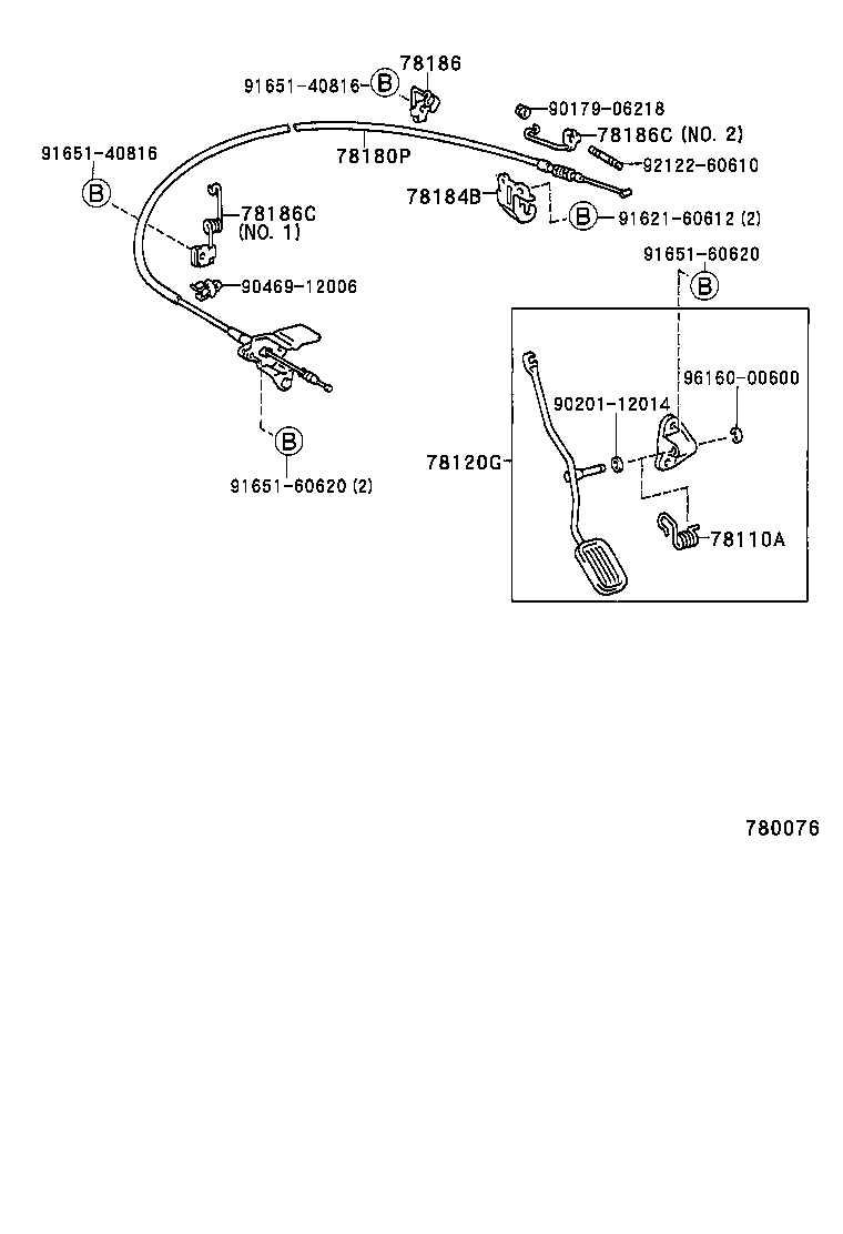 78186-16150 SUPPORT, ACCELERATOR CONTROL CABLE NO.3 product image