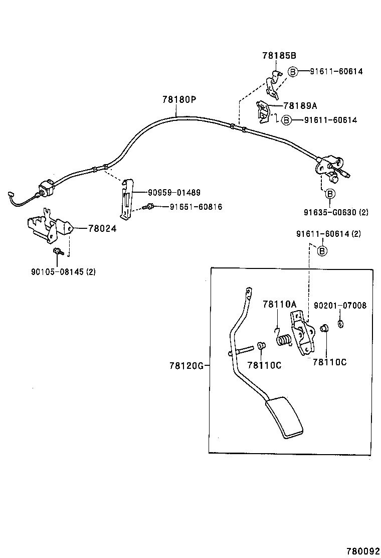 78189-35010 SUPPORT, ACCELERATOR CONTROL CABLE, NO.2 product image