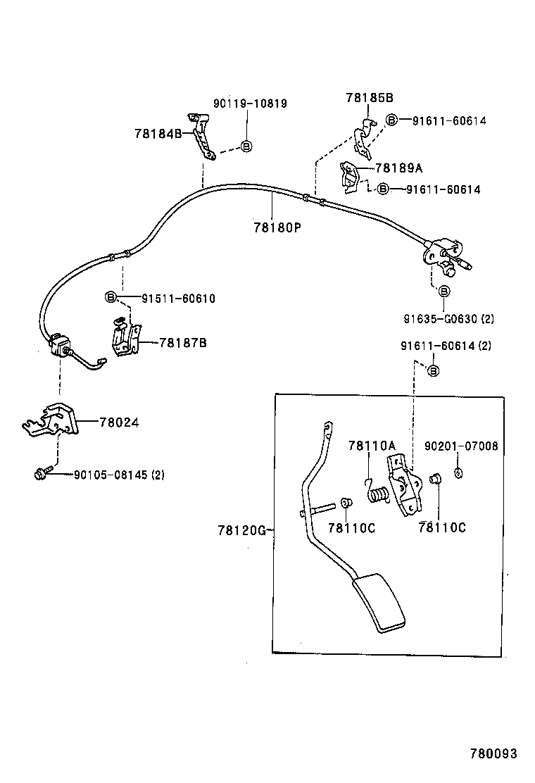 78189-35010 SUPPORT, ACCELERATOR CONTROL CABLE, NO.2 product image