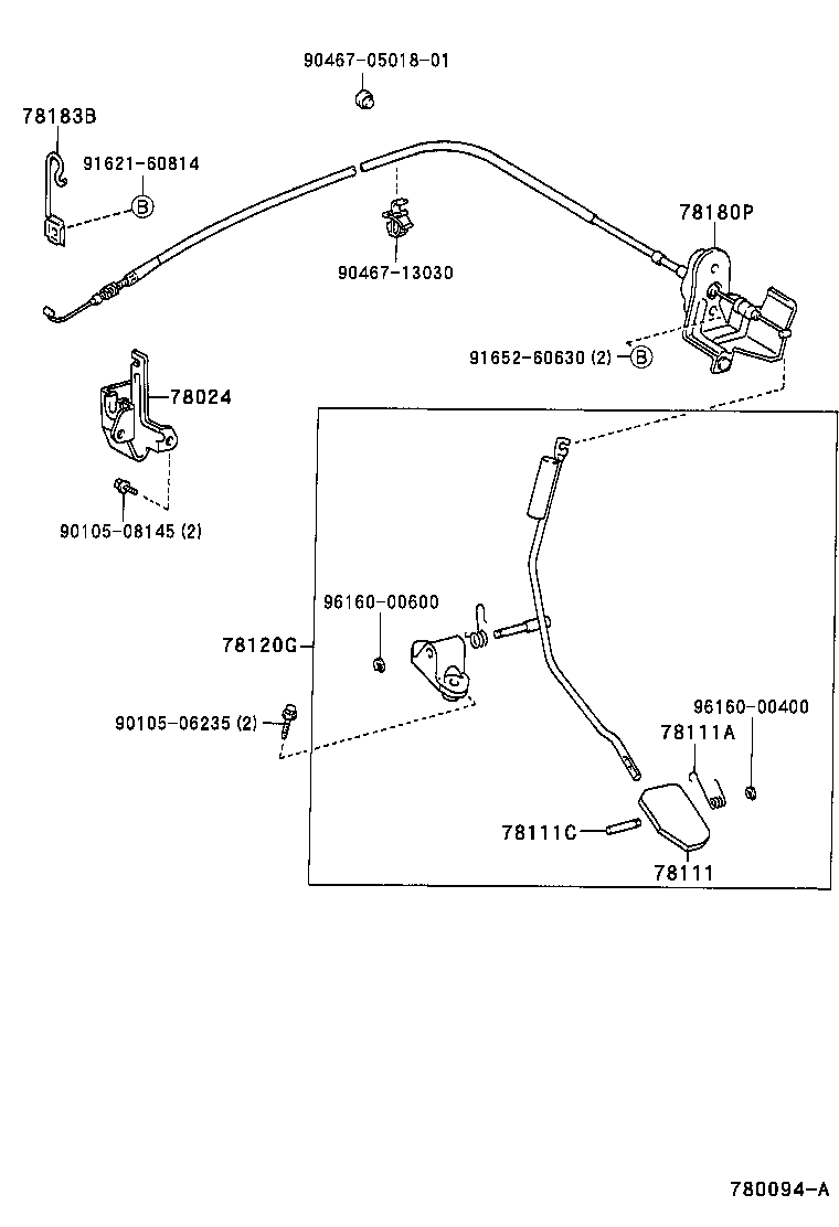 78184-26050 BRACKET, ACCELERATOR CONTROL CABLE product image